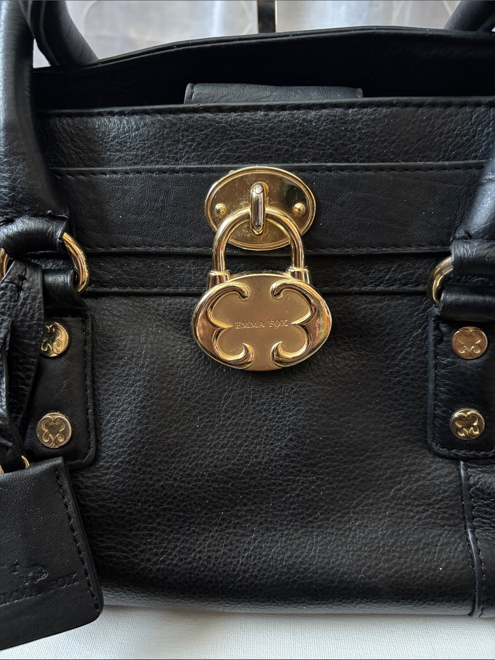 ⭐️Final Markdown⭐️Emma Fox Black Leather Shoulder Bag with Gold Hardware - Picture 2 of 12